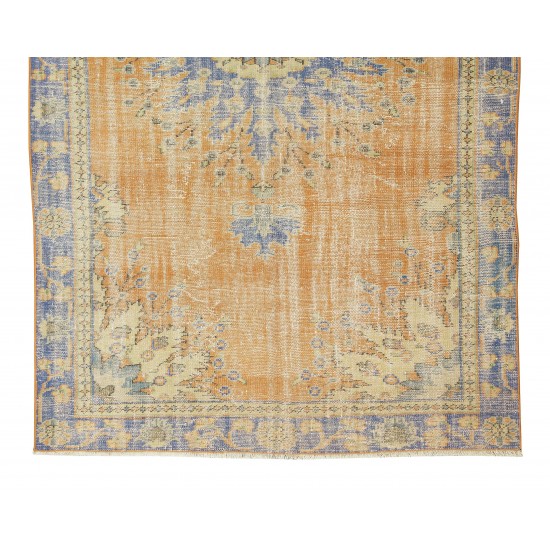 Hand Knotted Vintage Turkish Oushak Rug with Medallion Design