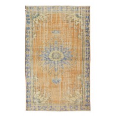 Hand Knotted Vintage Turkish Oushak Rug with Medallion Design