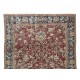 Flower Pattern Vintage Hand Knotted Anatolian Wool Area Rug for Office & Home Decor