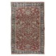 Flower Pattern Vintage Hand Knotted Anatolian Wool Area Rug for Office & Home Decor