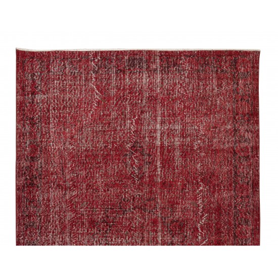 Burgundy Red Over-Dyed Rug for Modern Interiors, Vintage Hand Knotted Turkish Carpet Burgundy Red Over-Dyed Rug for Modern Interiors, Vintage Hand Knotted Turkish Carpet