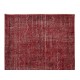 Burgundy Red Over-Dyed Rug for Modern Interiors, Vintage Hand Knotted Turkish Carpet