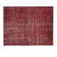 Burgundy Red Over-Dyed Rug for Modern Interiors, Vintage Hand Knotted Turkish Carpet