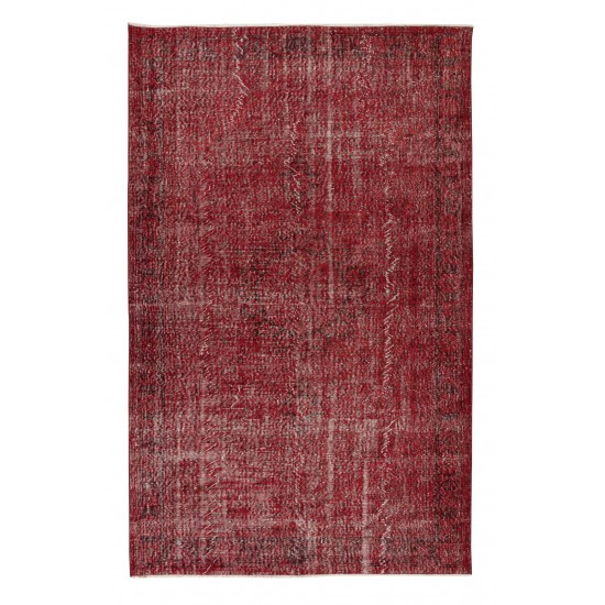 Burgundy Red Over-Dyed Rug for Modern Interiors, Vintage Hand Knotted Turkish Carpet Burgundy Red Over-Dyed Rug for Modern Interiors, Vintage Hand Knotted Turkish Carpet