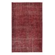 Burgundy Red Over-Dyed Rug for Modern Interiors, Vintage Hand Knotted Turkish Carpet