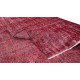 Burgundy Red Over-Dyed Rug for Modern Interiors, Vintage Hand Knotted Turkish Carpet