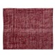 Burgundy Red Over-Dyed Rug for Modern Interiors, Vintage Hand Knotted Turkish Carpet
