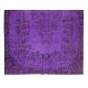 Contemporary Handmade Turkish Vintage Rug Over-Dyed in Purple Color Contemporary Handmade Turkish Vintage Rug Over-Dyed in Purple Color