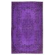 Contemporary Handmade Turkish Vintage Rug Over-Dyed in Purple Color