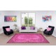 Modern Hand-Made Turkish Vintage Rug Over-Dyed in Pink with Floral Medallion Design