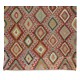 Multicolored Handmade Turkish Wool Kilim, One of a Kind Flat-Weave Rug, Floor Covering