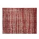 Distressed Handmade Turkish Vintage Rug Over-Dyed in Burgundy Red for Modern Interiors