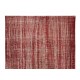 Distressed Handmade Turkish Vintage Rug Over-Dyed in Burgundy Red for Modern Interiors