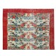 Handmade Floral Pattern Anatolian Area Rug with Red Border