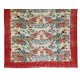 Handmade Floral Pattern Anatolian Area Rug with Red Border