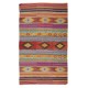 Turkish Vintage Hand Woven Kilim, Geometric & Striped Rug Made of 100% Wool