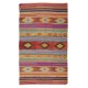 Vintage Turkish Hand Woven Kilim, Geometric & Striped Rug Made of 100% Wool
