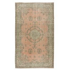 Vintage Handmade Medallion Design Anatolian Rug in Red, Beige and Green