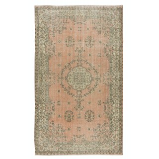 Vintage Handmade Medallion Design Anatolian Rug in Red, Beige and Green