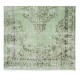 Green Over-Dyed Floor Rug, Hand Knotted Turkish Vintage Wool Carpet for Modern Interiors