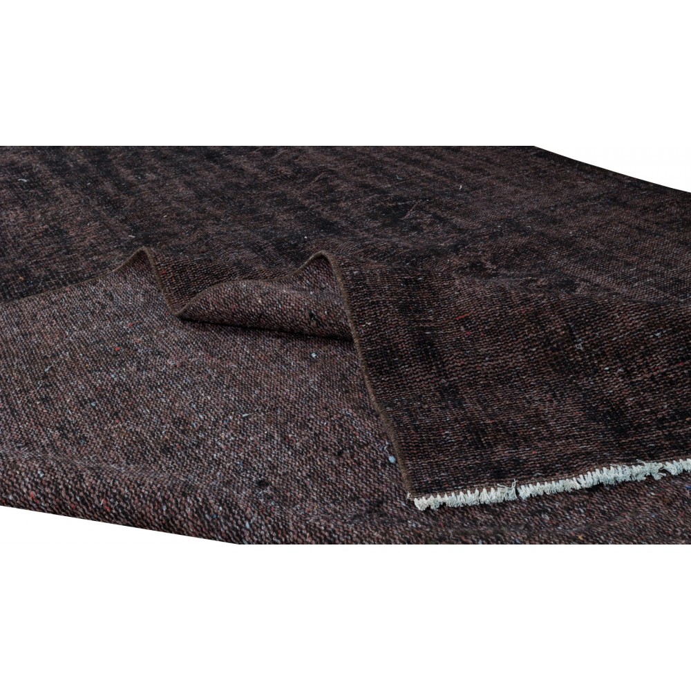 Hand Knotted Vintage Turkish Wool Rug Over-Dyed in Brown 4 Modern Interiors