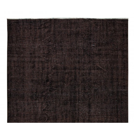 Hand Knotted Vintage Turkish Wool Rug Over-Dyed in Brown 4 Modern Interiors