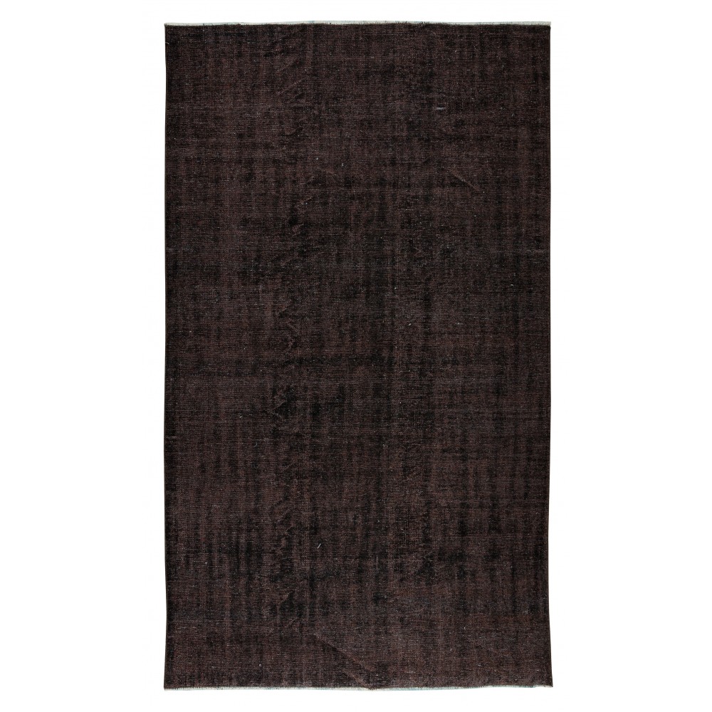 Hand Knotted Vintage Turkish Wool Rug Over-Dyed in Brown 4 Modern Interiors