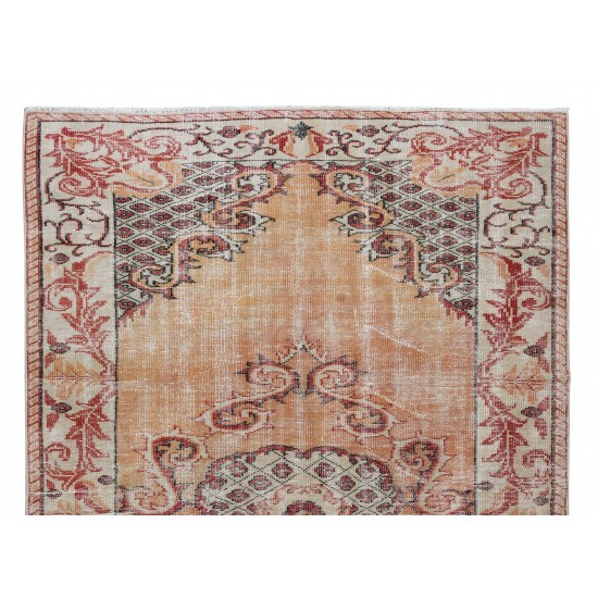 Hand Knotted Orange Overdyed Rug, Vintage Authentic Wool Carpet From Turkey Hand Knotted Orange Overdyed Rug, Vintage Authentic Wool Carpet From Turkey