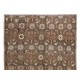 Vintage Handmade Floral Patterned Turkish Area Rug in Brown Color. 100% Wool