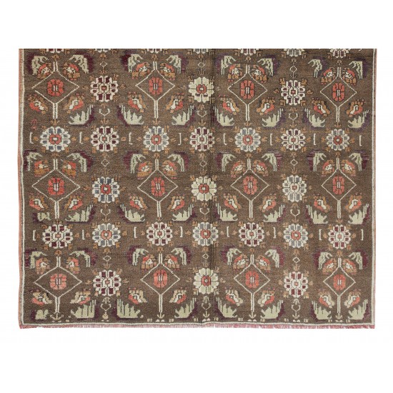 Authentic Floral Pattern Vintage Hand Knotted Anatolian Area Rug, Home Decor Wool Carpet Authentic Floral Pattern Vintage Hand Knotted Anatolian Area Rug, Home Decor Wool Carpet
