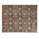 Vintage Handmade Floral Patterned Turkish Area Rug in Brown Color. 100% Wool