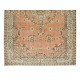 Hand-Knotted Vintage Turkish Rug in Red & Beige, Medallion Design Carpet