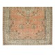 Hand-Knotted Vintage Turkish Rug in Red & Beige, Medallion Design Carpet