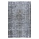 Vintage Rug Over-Dyed in Gray with Medallion Design, Handmade in Turkey