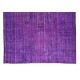 Contemporary Handmade Turkish Rug Over-Dyed in Purple, Vintage Floor Covering