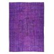 Contemporary Handmade Turkish Rug Over-Dyed in Purple, Vintage Floor Covering