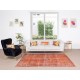 Handmade Turkish Vintage Rug Over-Dyed in Orange Color for Modern Interiors Handmade Turkish Vintage Rug Over-Dyed in Orange Color for Modern Interiors