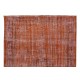 Handmade Turkish Vintage Rug Over-Dyed in Orange Color for Modern Interiors Handmade Turkish Vintage Rug Over-Dyed in Orange Color for Modern Interiors