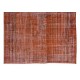Handmade Turkish Vintage Rug Over-Dyed in Orange Color for Modern Interiors Handmade Turkish Vintage Rug Over-Dyed in Orange Color for Modern Interiors