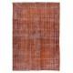 Handmade Turkish Vintage Rug Over-Dyed in Orange Color for Modern Interiors Handmade Turkish Vintage Rug Over-Dyed in Orange Color for Modern Interiors