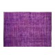 Contemporary Handmade Turkish Rug Over-Dyed in Purple, Vintage Floor Covering