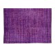 Contemporary Handmade Turkish Rug Over-Dyed in Purple, Vintage Floor Covering