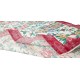 Handmade Rose Patterned Rug with Red Border. Vintage Turkish Wool Carpet