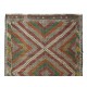 Vintage Turkish Jajim Kilim Rug, One of a Kind Hand-Woven Carpet Made of Wool