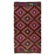 Hand-Woven Vintage Turkish Wool Kilim Rug with Geometric Design