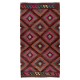 Hand-Woven Vintage Turkish Wool Kilim Rug with Geometric Design