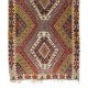 Geometric Handmade Turkish Wool Kilim Runner, Flat-Weave Floor Covering