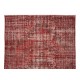 Distressed Handmade Turkish Vintage Rug Over-Dyed in Burgundy Red for Modern Interiors