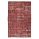 Distressed Handmade Turkish Vintage Rug Over-Dyed in Burgundy Red for Modern Interiors
