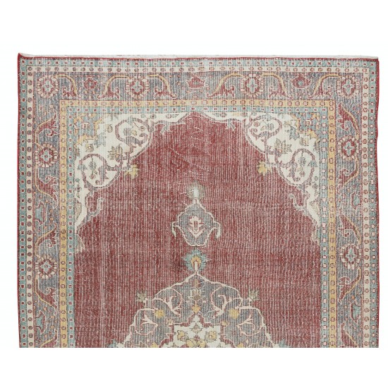 Hand Knotted Vintage Turkish Wool Area Rug with Medallion Design